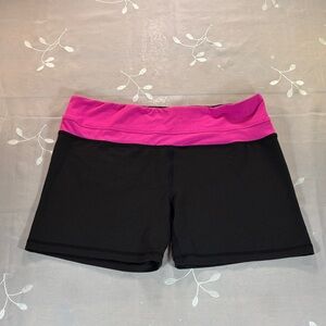 Vintage Y2K Ardene Black Athletic Shorts with Hot Pink Fold-Over Waistband Sz M